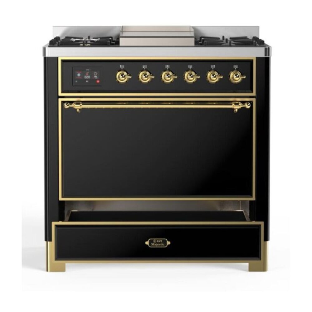 ILVE UM09F Majestic II 36 inch Dual Fuel Range with 6 Burners, Griddle
