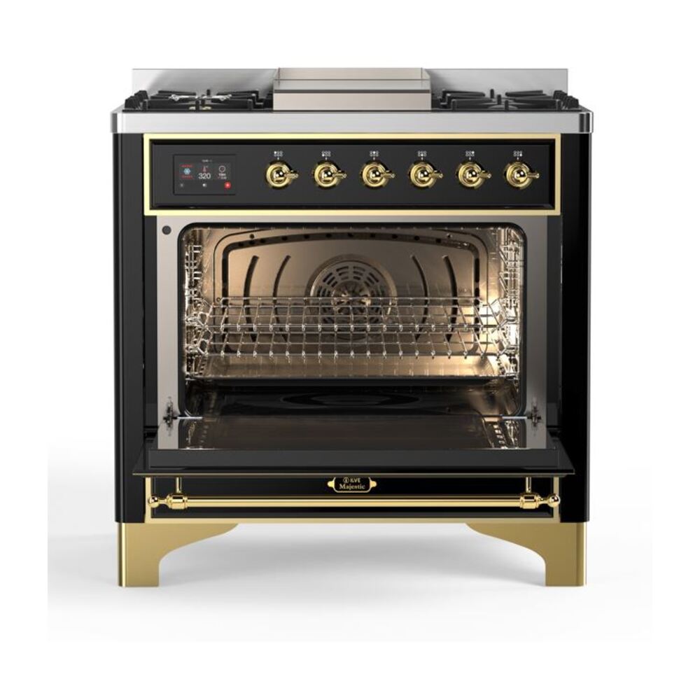 ILVE UM09F Majestic II 36 inch Dual Fuel Range with 6 Burners, Griddle