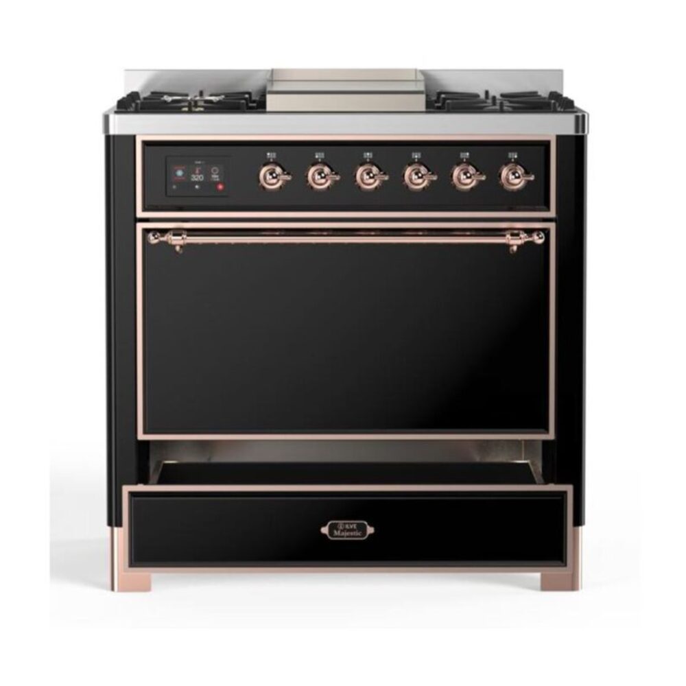 ILVE UM09F Majestic II 36 inch Dual Fuel Range with 6 Burners, Griddle
