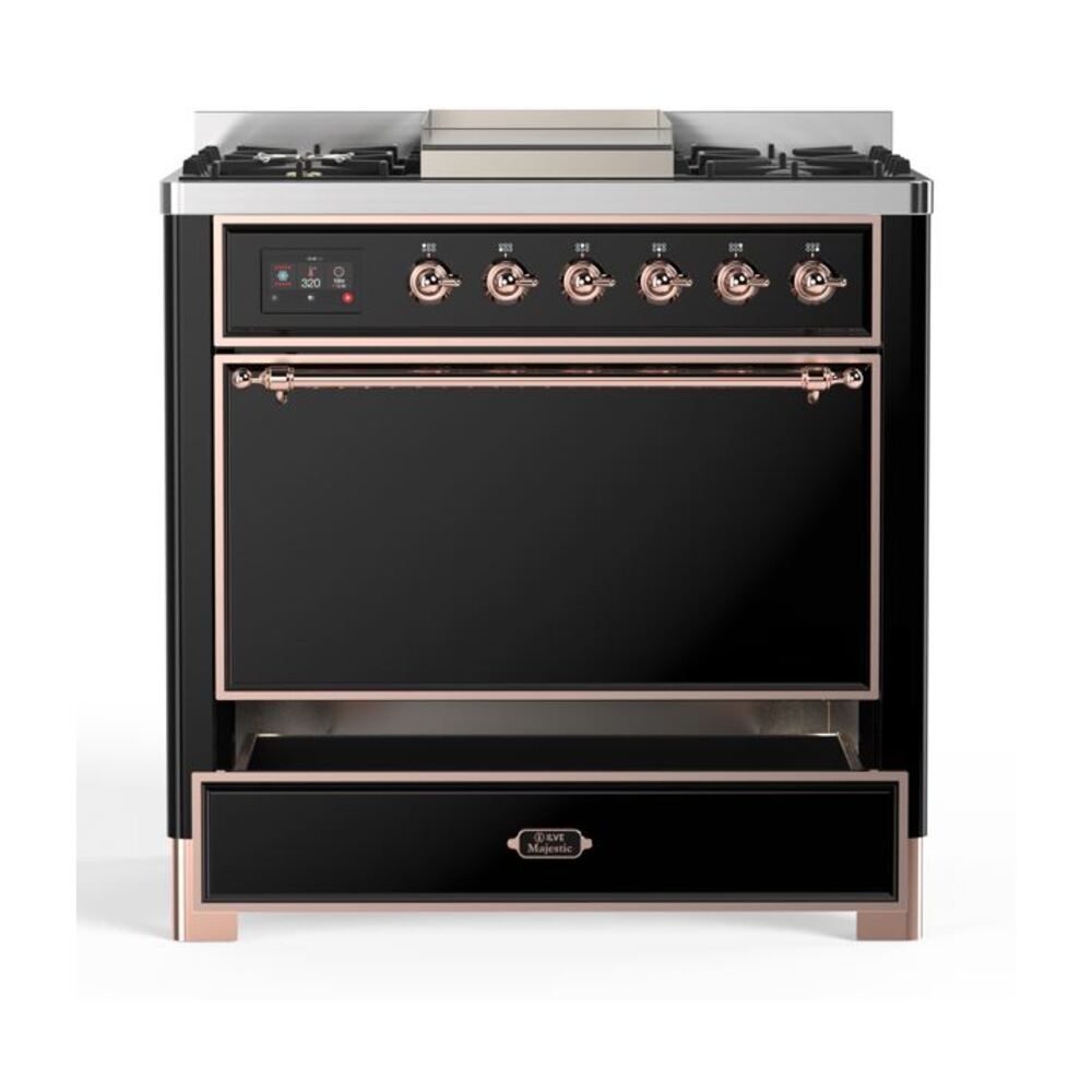 ILVE UM09F Majestic II 36 inch Dual Fuel Range with 6 Burners, Griddle