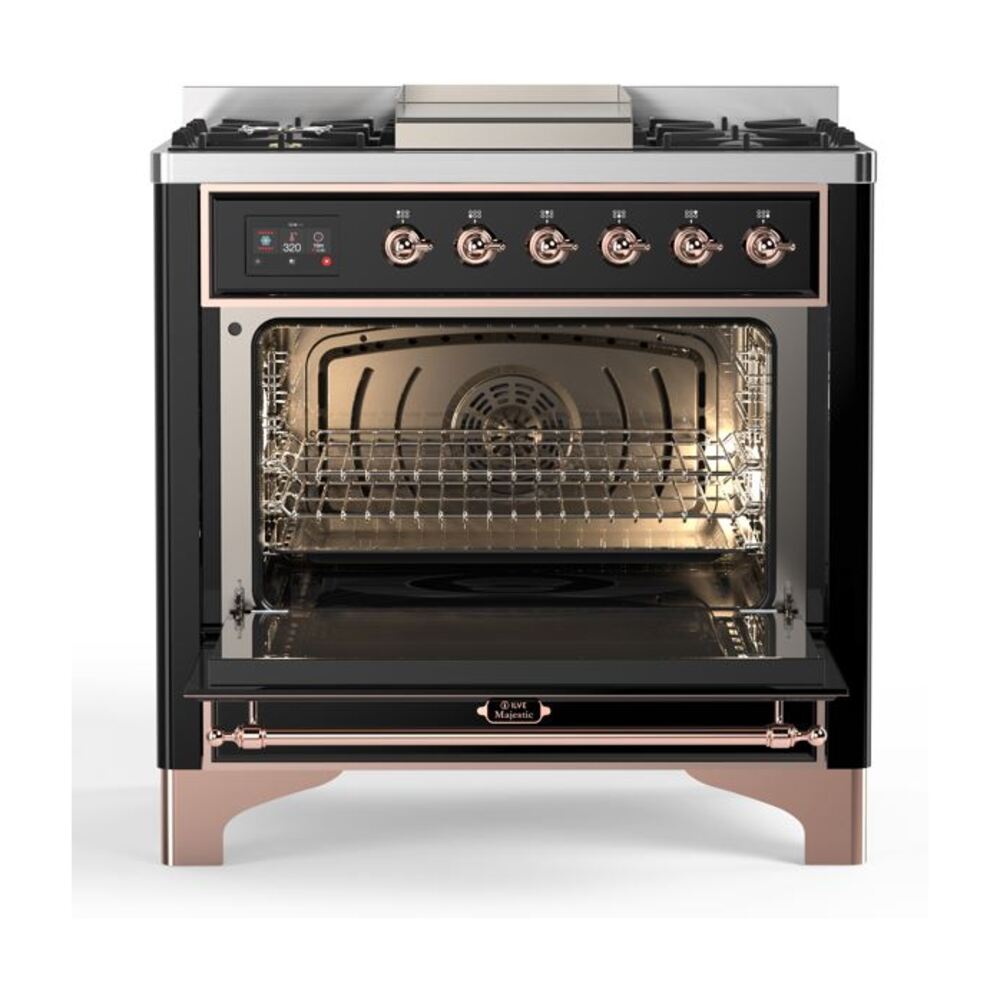 ILVE UM09F Majestic II 36 inch Dual Fuel Range with 6 Burners, Griddle