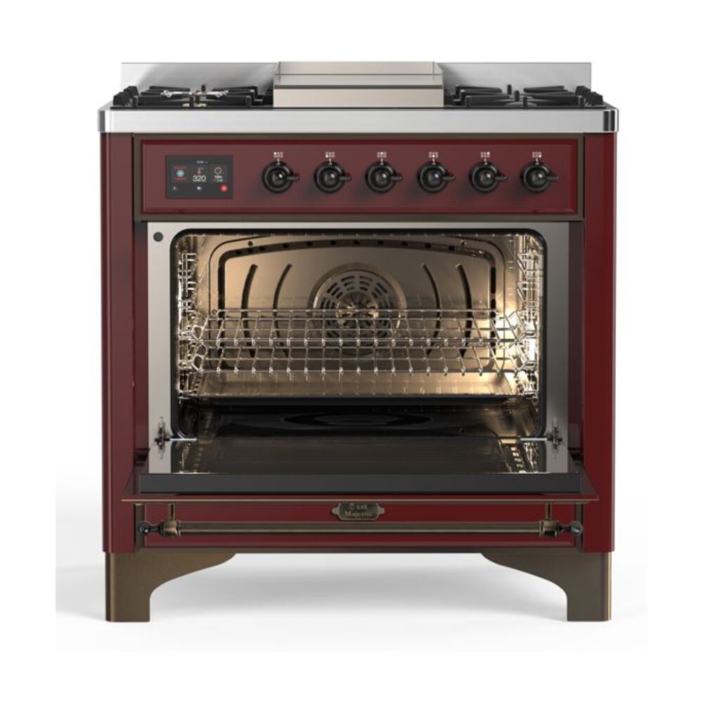ILVE UM09F Majestic II 36 inch Dual Fuel Range with 6 Burners, Griddle