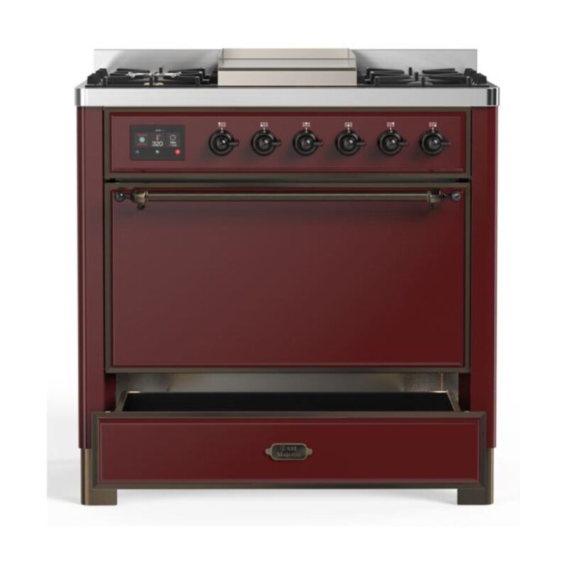 ILVE UM09F Majestic II 36 inch Dual Fuel Range with 6 Burners, Griddle