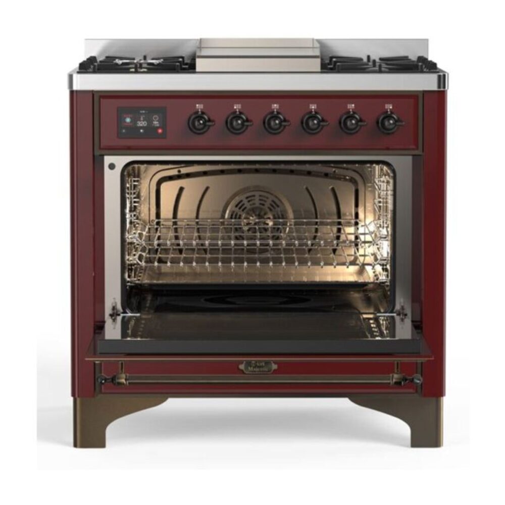 ILVE UM09F Majestic II 36 inch Dual Fuel Range with 6 Burners, Griddle