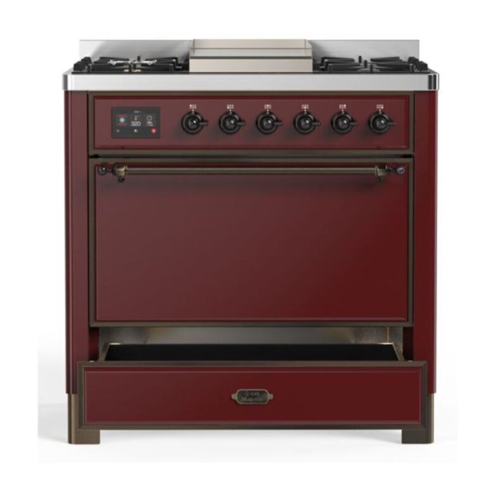 ILVE UM09F Majestic II 36 inch Dual Fuel Range with 6 Burners, Griddle