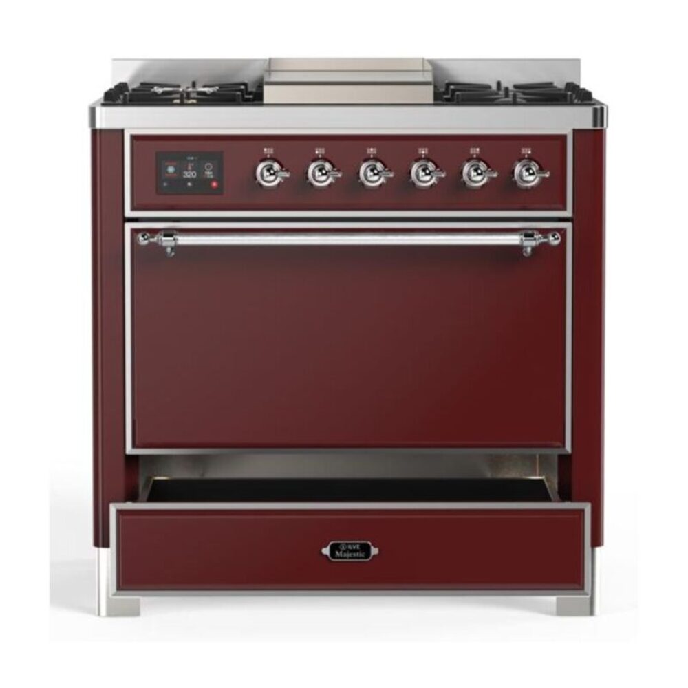ILVE UM09F Majestic II 36 inch Dual Fuel Range with 6 Burners, Griddle