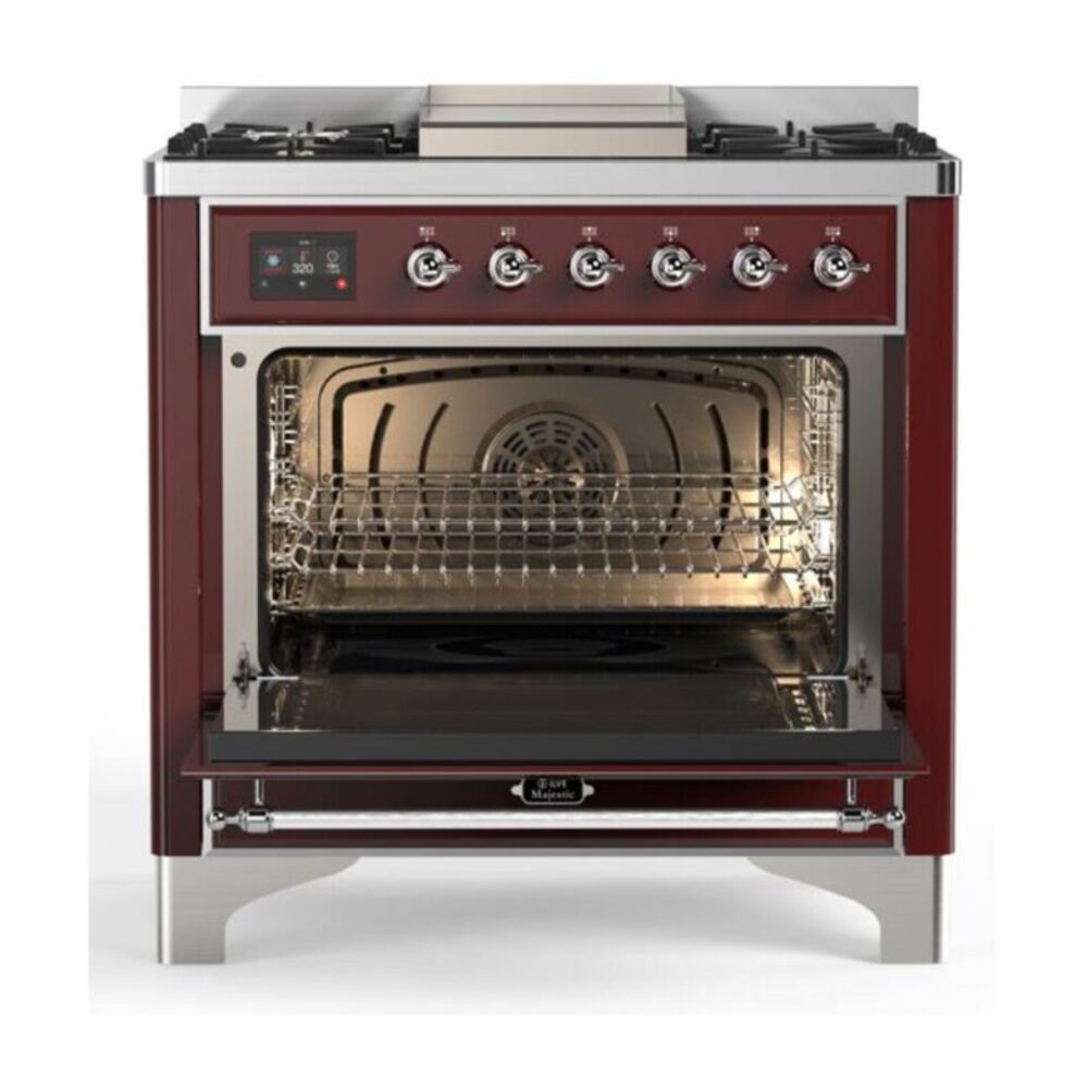 ILVE UM09F Majestic II 36 inch Dual Fuel Range with 6 Burners, Griddle