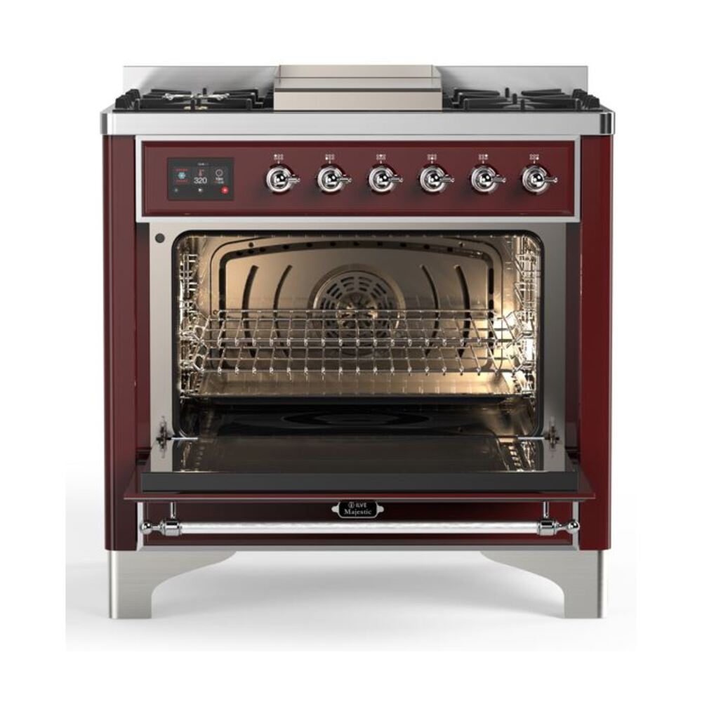 ILVE UM09F Majestic II 36 inch Dual Fuel Range with 6 Burners, Griddle