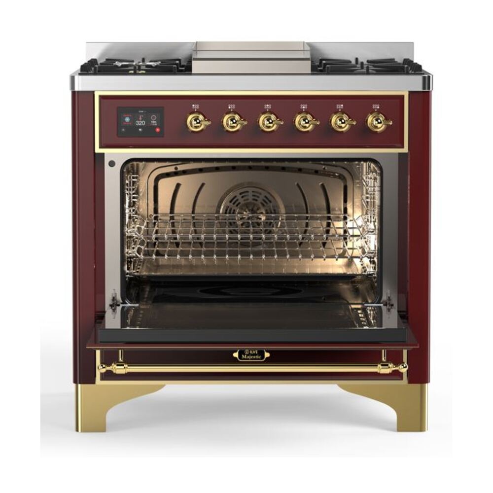 ILVE UM09F Majestic II 36 inch Dual Fuel Range with 6 Burners, Griddle