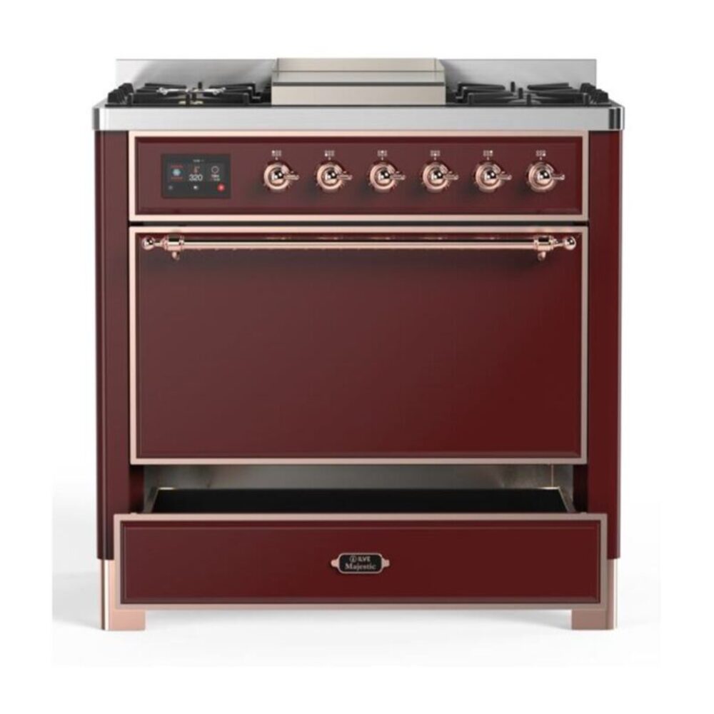 ILVE UM09F Majestic II 36 inch Dual Fuel Range with 6 Burners, Griddle