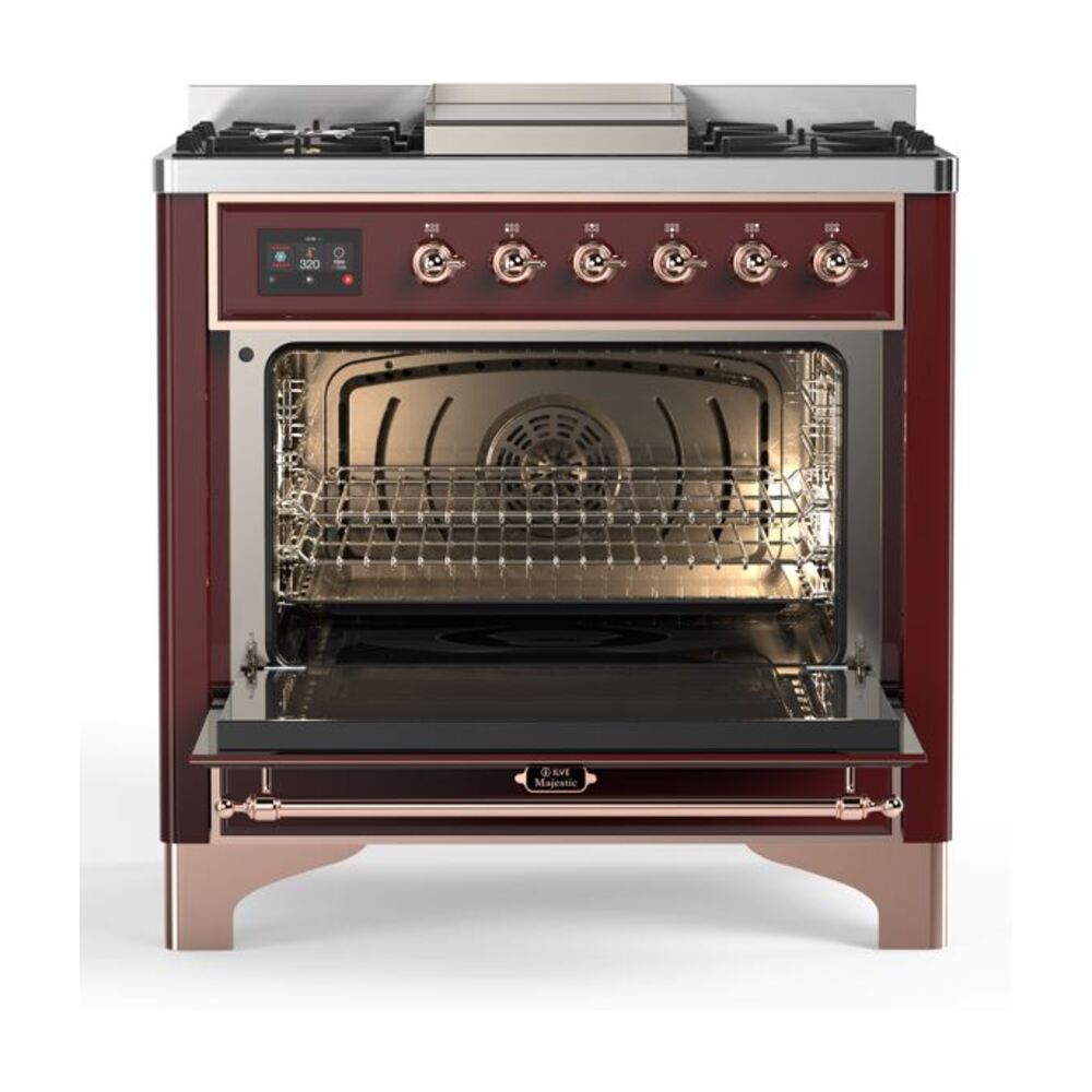 ILVE UM09F Majestic II 36 inch Dual Fuel Range with 6 Burners, Griddle