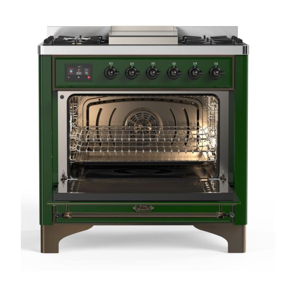 ILVE UM09F Majestic II 36 inch Dual Fuel Range with 6 Burners, Griddle