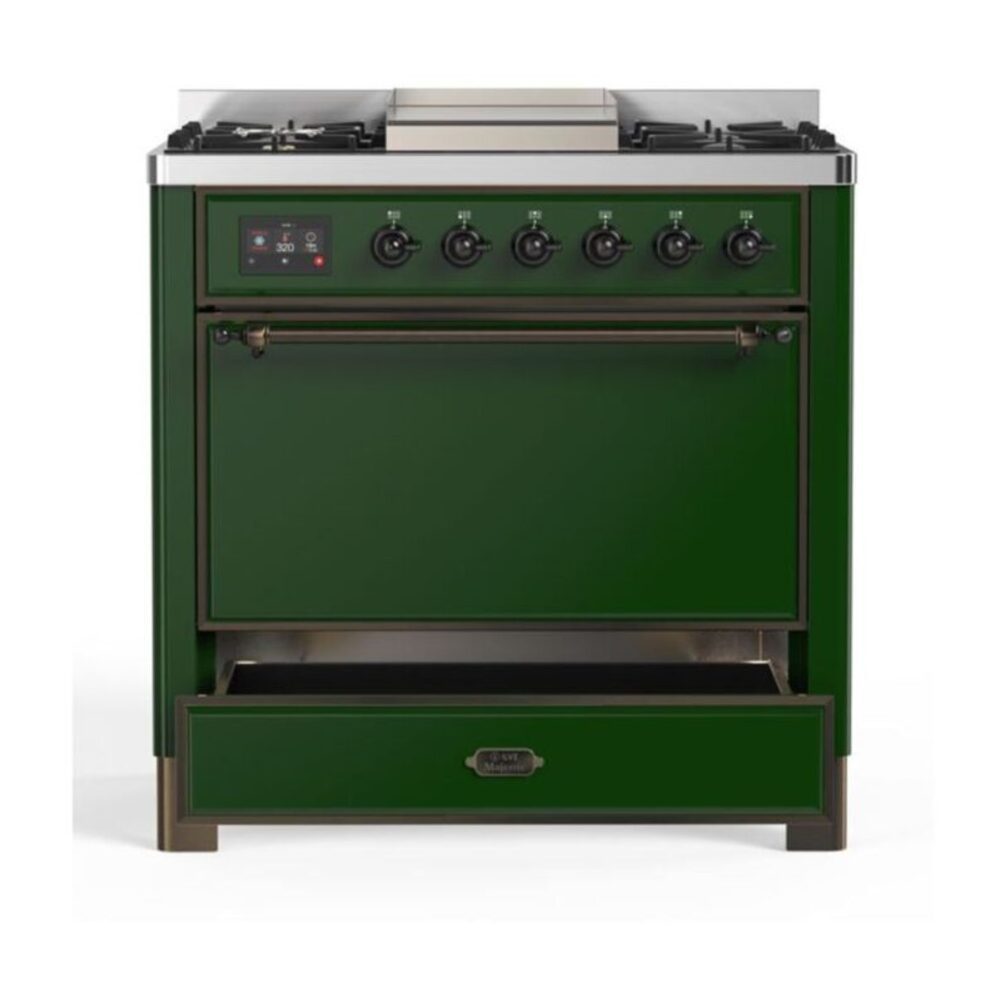 ILVE UM09F Majestic II 36 inch Dual Fuel Range with 6 Burners, Griddle