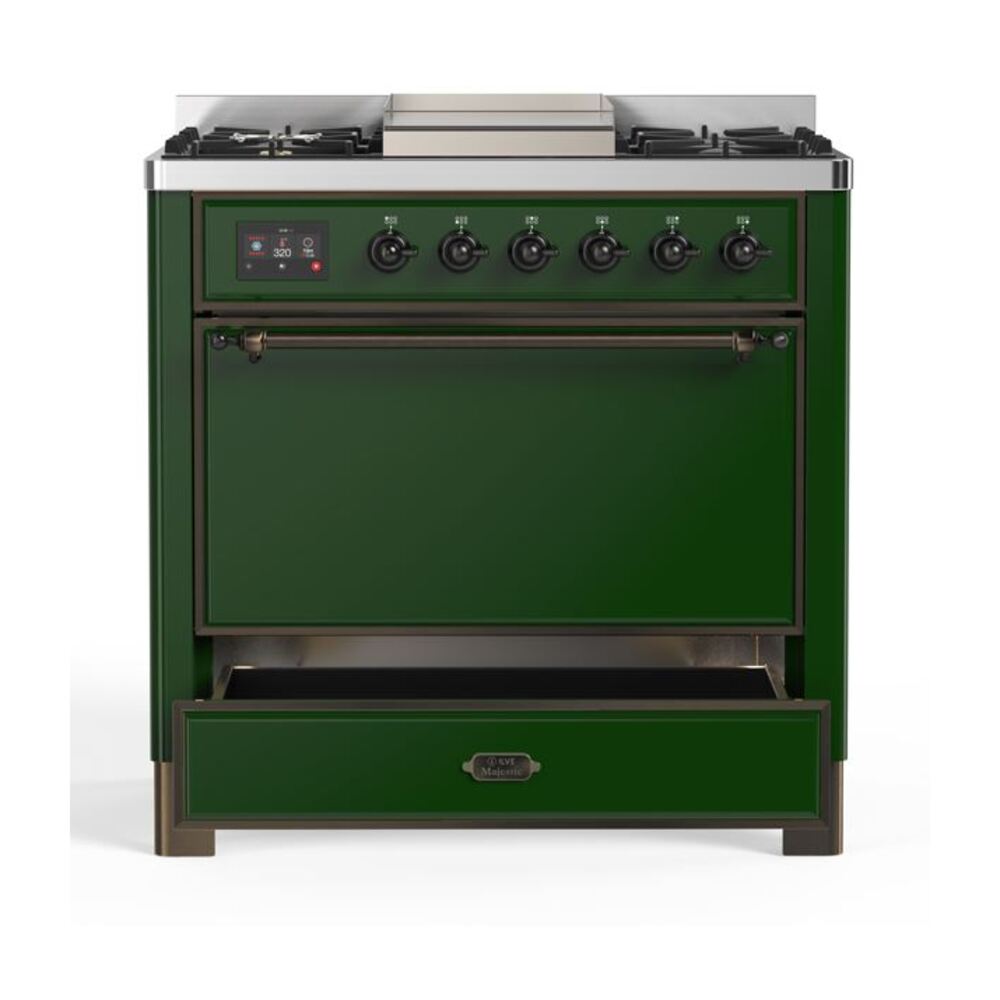 ILVE UM09F Majestic II 36 inch Dual Fuel Range with 6 Burners, Griddle