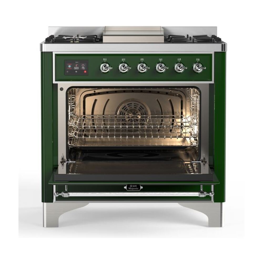 ILVE UM09F Majestic II 36 inch Dual Fuel Range with 6 Burners, Griddle