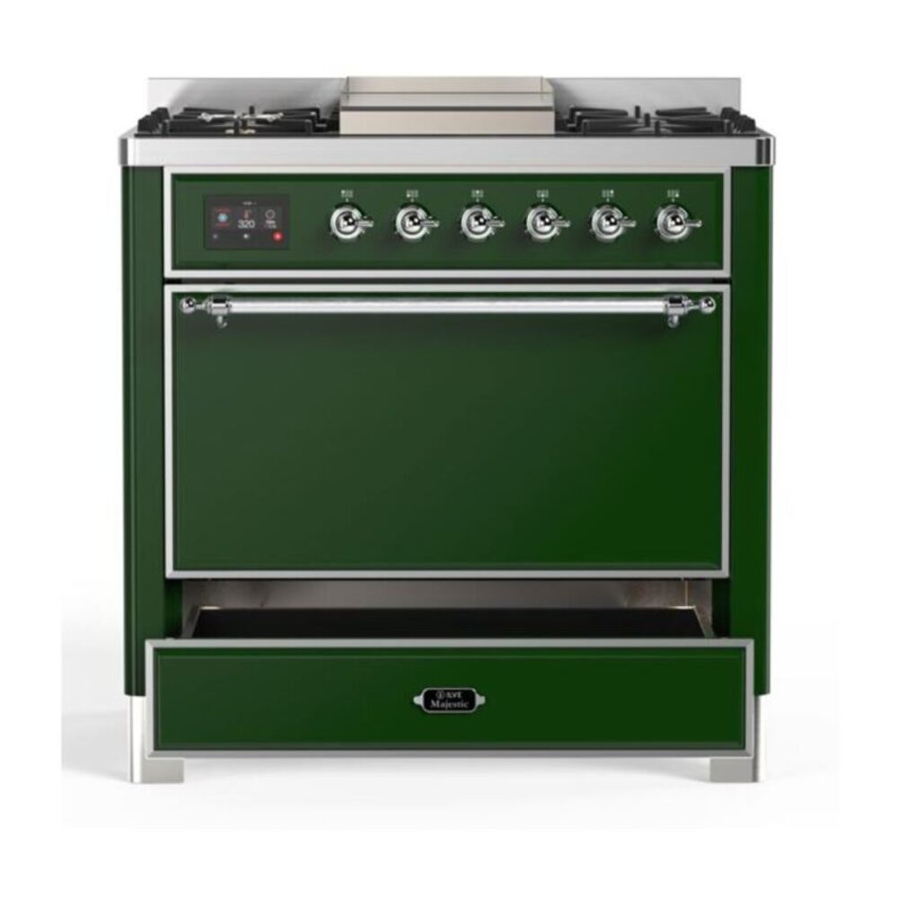 ILVE UM09F Majestic II 36 inch Dual Fuel Range with 6 Burners, Griddle
