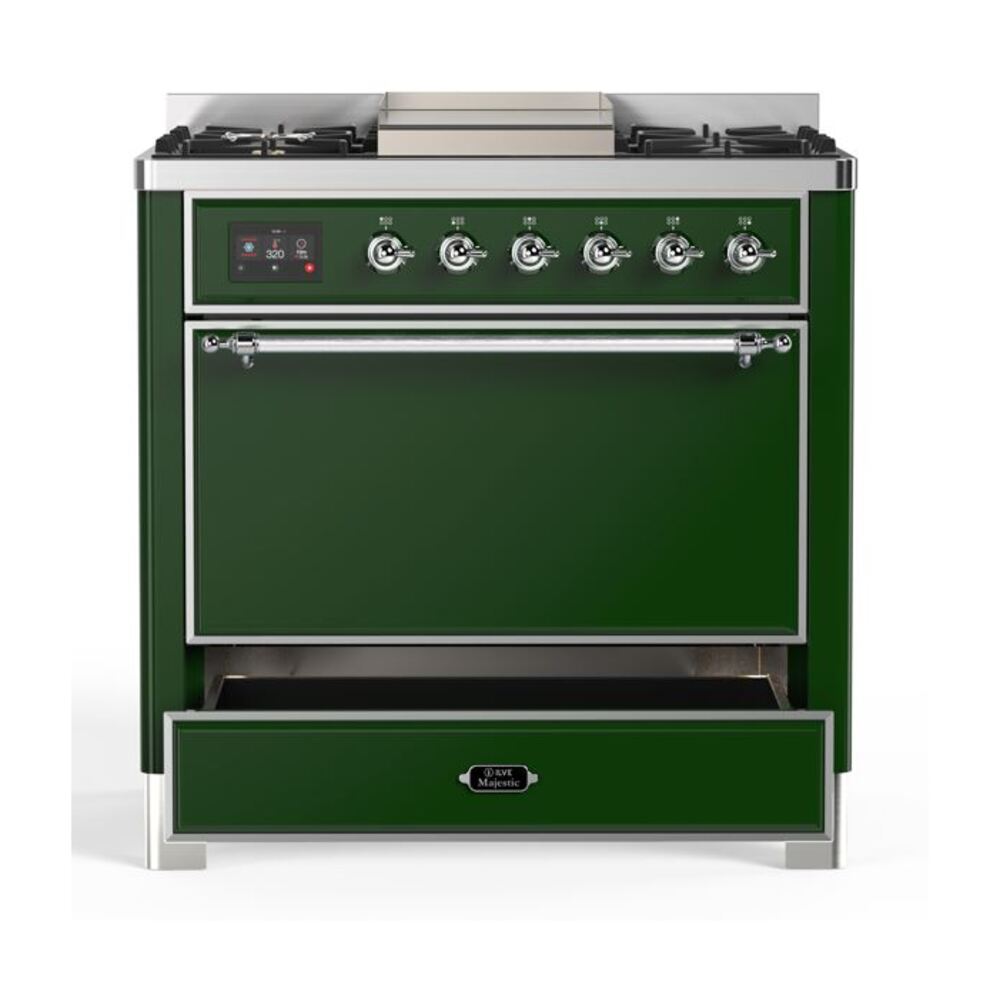 ILVE UM09F Majestic II 36 inch Dual Fuel Range with 6 Burners, Griddle