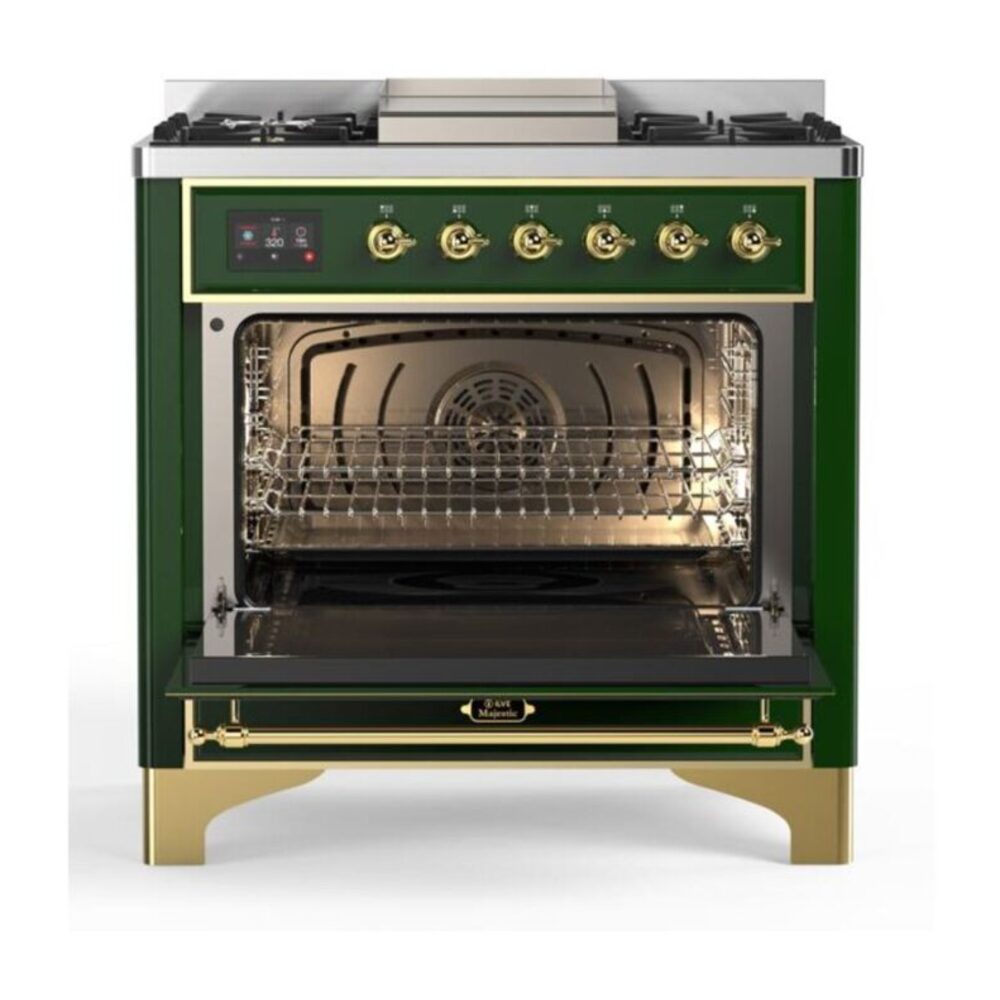 ILVE UM09F Majestic II 36 inch Dual Fuel Range with 6 Burners, Griddle