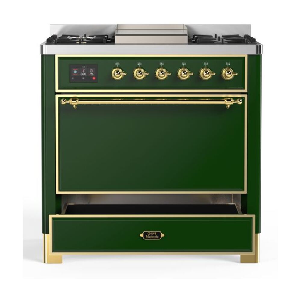 ILVE UM09F Majestic II 36 inch Dual Fuel Range with 6 Burners, Griddle