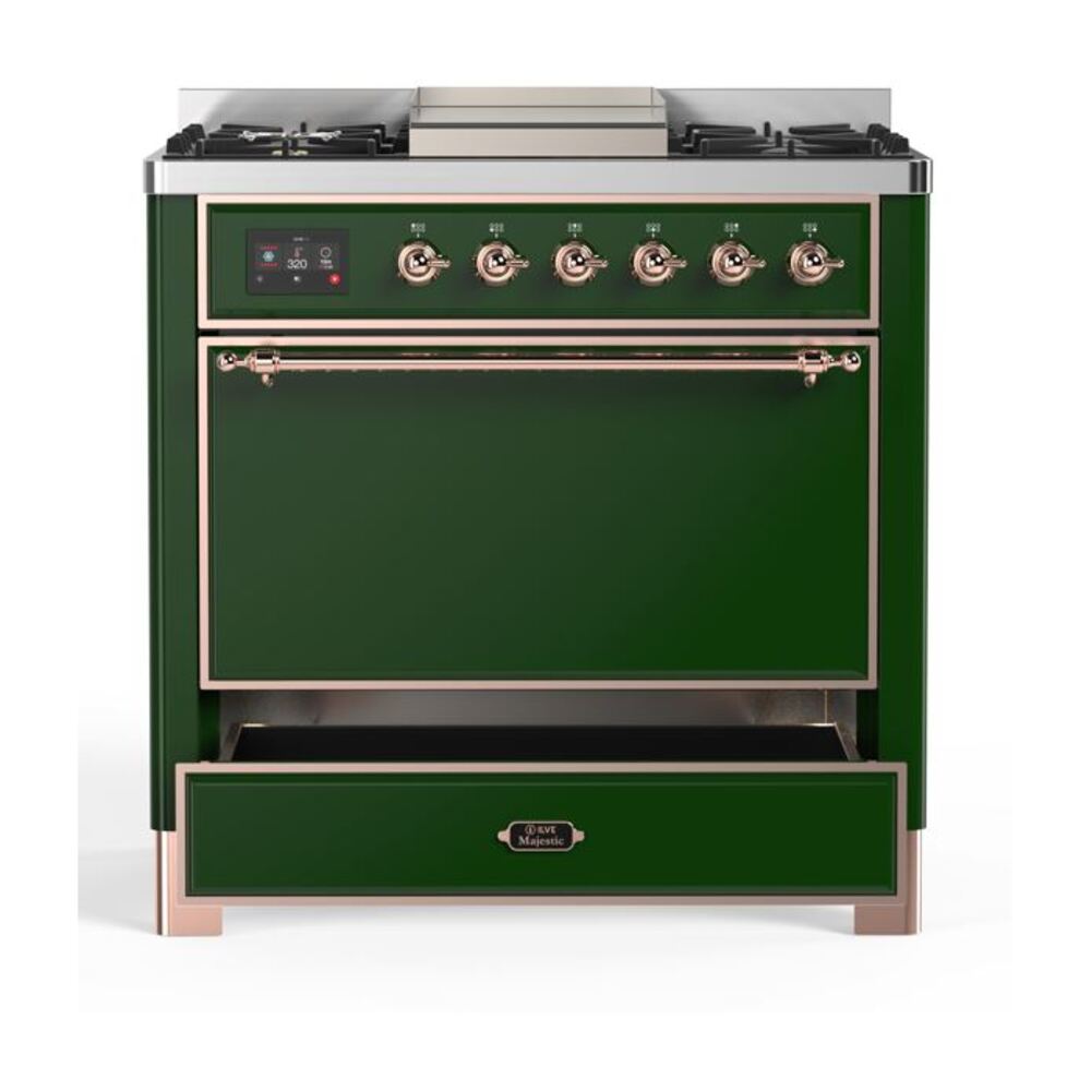 ILVE UM09F Majestic II 36 inch Dual Fuel Range with 6 Burners, Griddle
