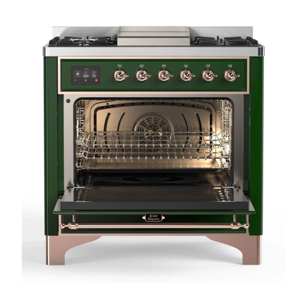 ILVE UM09F Majestic II 36 inch Dual Fuel Range with 6 Burners, Griddle