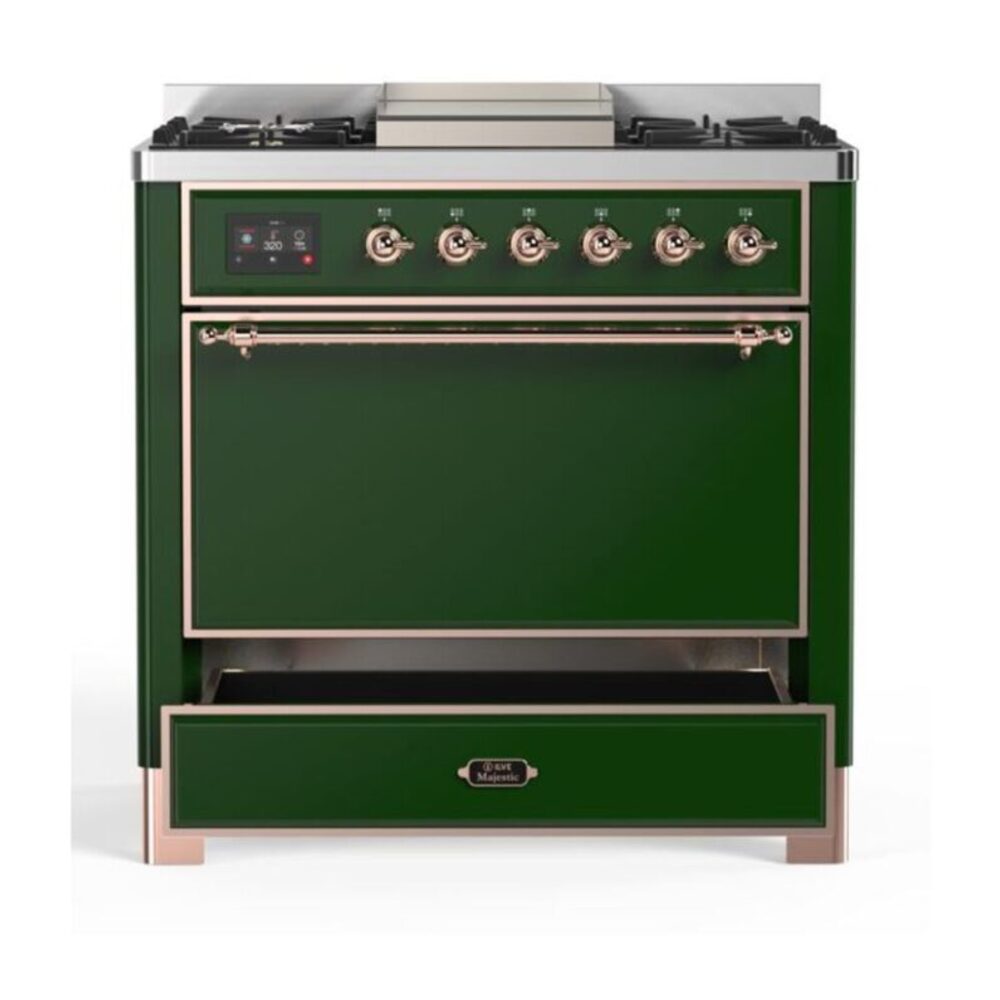 ILVE UM09F Majestic II 36 inch Dual Fuel Range with 6 Burners, Griddle