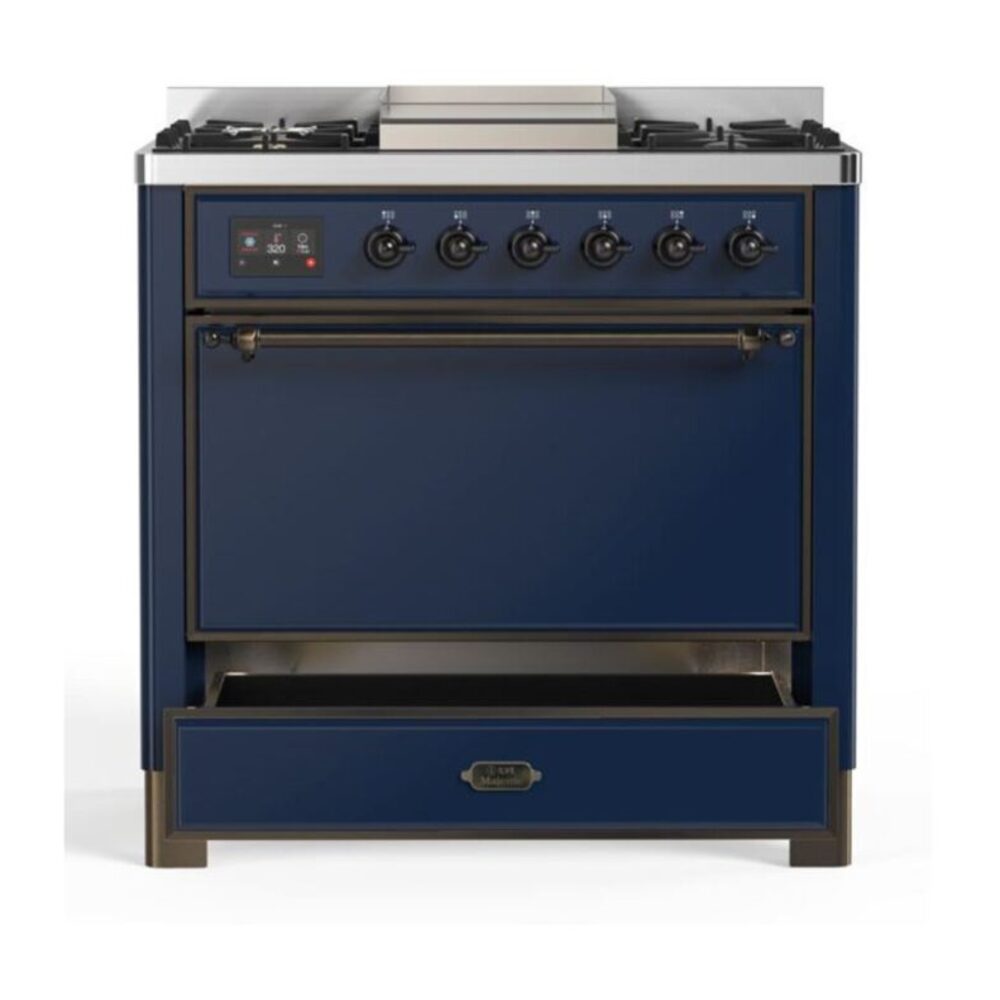ILVE UM09F Majestic II 36 inch Dual Fuel Range with 6 Burners, Griddle