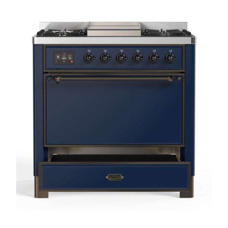 ILVE UM09F Majestic II 36 inch Dual Fuel Range with 6 Burners, Griddle