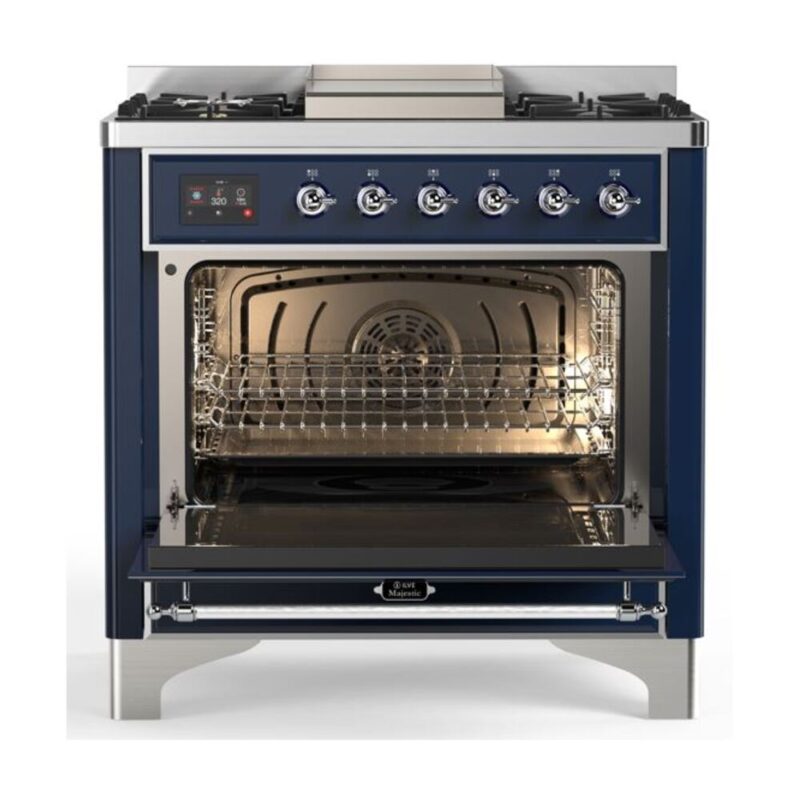 ILVE UM09F Majestic II 36 inch Dual Fuel Range with 6 Burners, Griddle