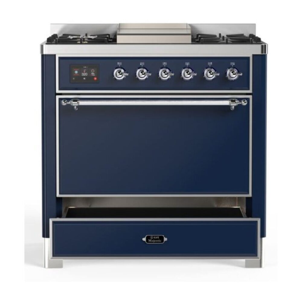ILVE UM09F Majestic II 36 inch Dual Fuel Range with 6 Burners, Griddle