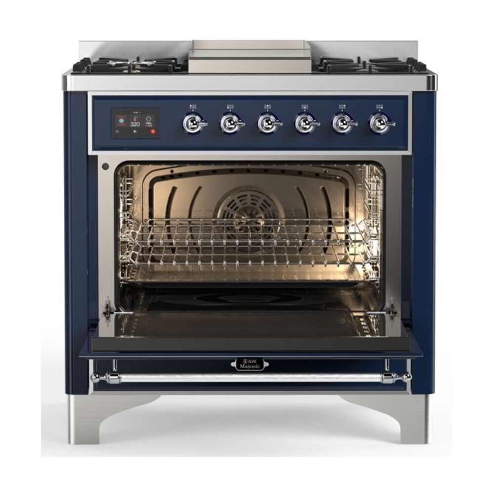 ILVE UM09F Majestic II 36 inch Dual Fuel Range with 6 Burners, Griddle