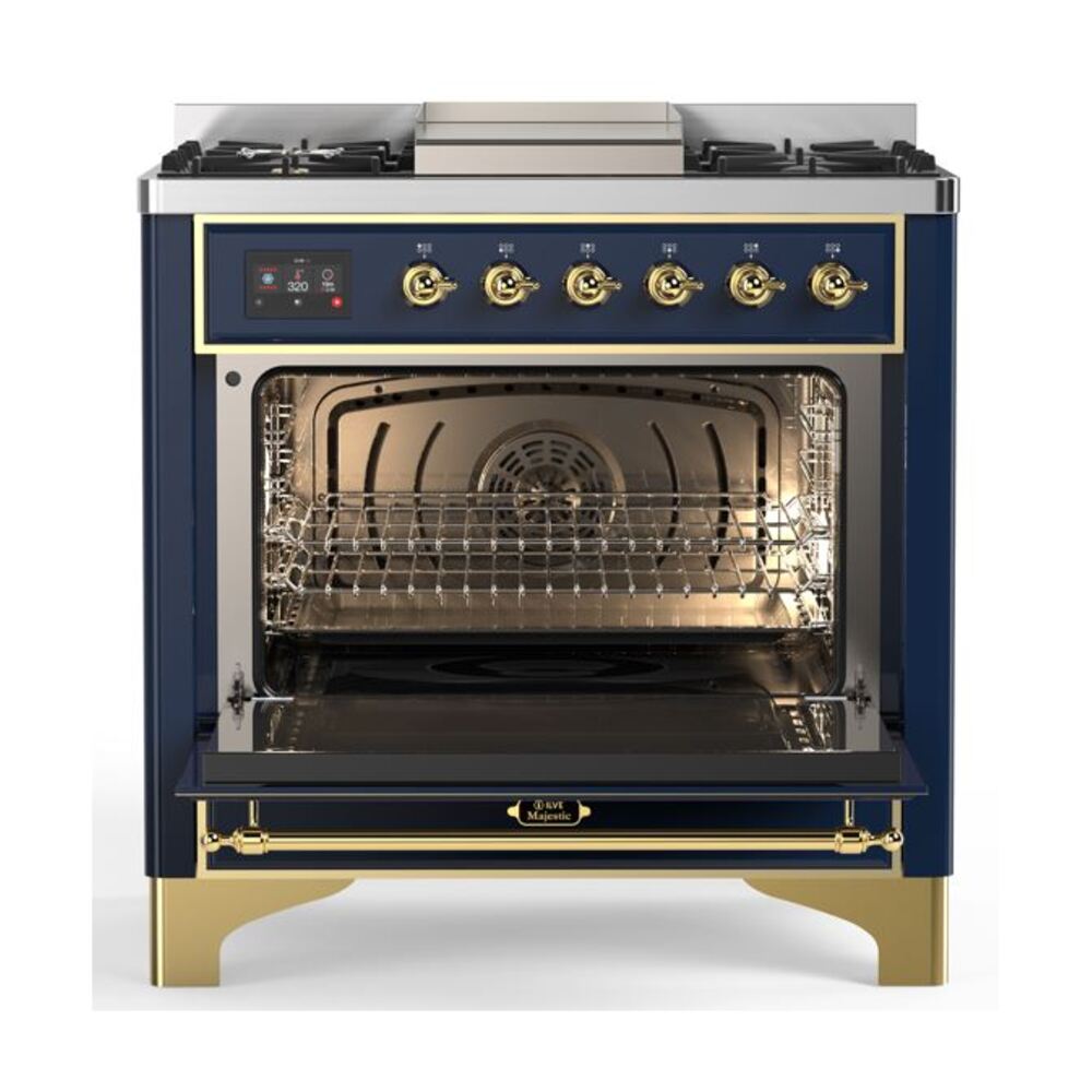 ILVE UM09F Majestic II 36 inch Dual Fuel Range with 6 Burners, Griddle