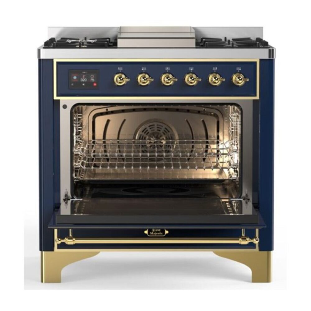 ILVE UM09F Majestic II 36 inch Dual Fuel Range with 6 Burners, Griddle