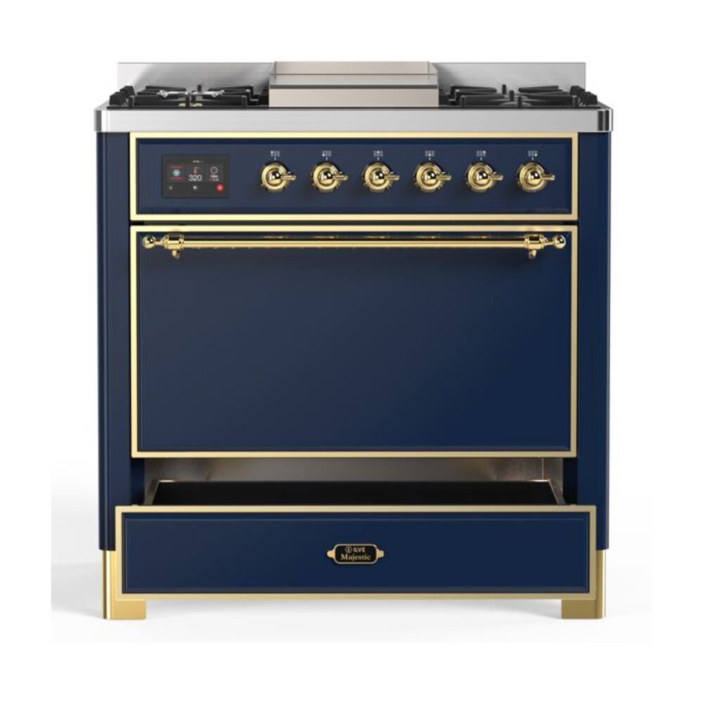 ILVE UM09F Majestic II 36 inch Dual Fuel Range with 6 Burners, Griddle