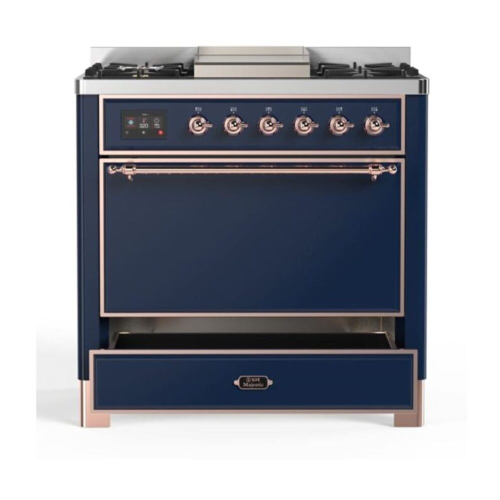 ILVE UM09F Majestic II 36 inch Dual Fuel Range with 6 Burners, Griddle