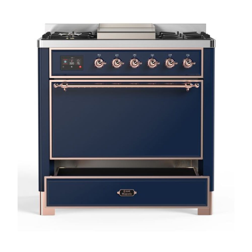 ILVE UM09F Majestic II 36 inch Dual Fuel Range with 6 Burners, Griddle