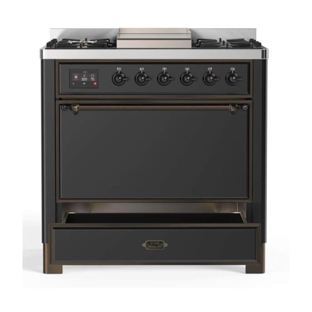 ILVE UM09F Majestic II 36 inch Dual Fuel Range with 6 Burners, Griddle