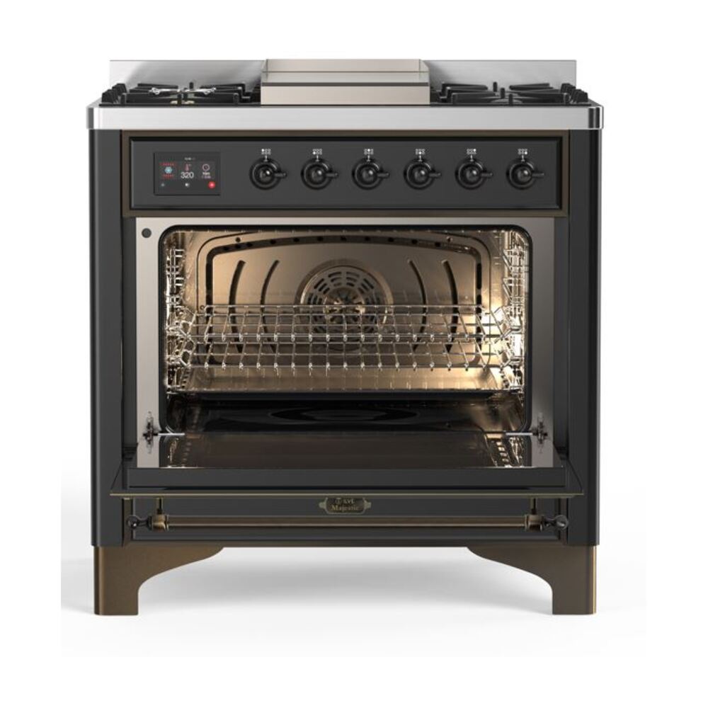 ILVE UM09F Majestic II 36 inch Dual Fuel Range with 6 Burners, Griddle