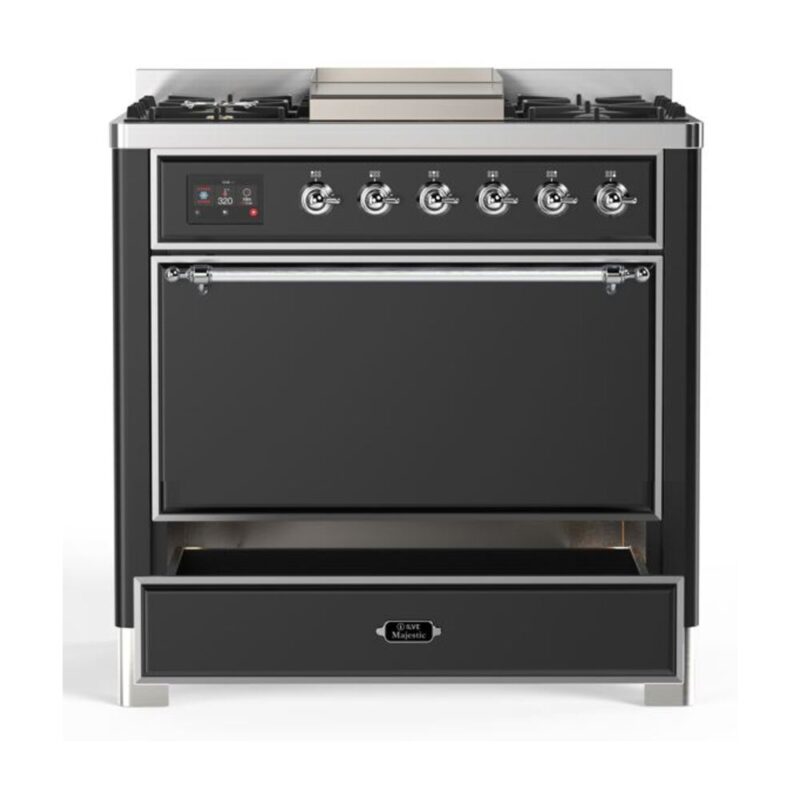 ILVE UM09F Majestic II 36 inch Dual Fuel Range with 6 Burners, Griddle