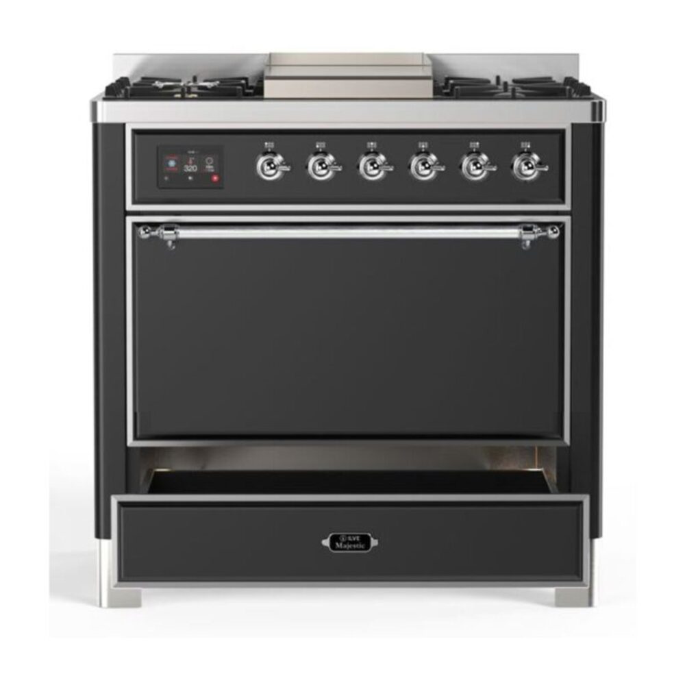 ILVE UM09F Majestic II 36 inch Dual Fuel Range with 6 Burners, Griddle