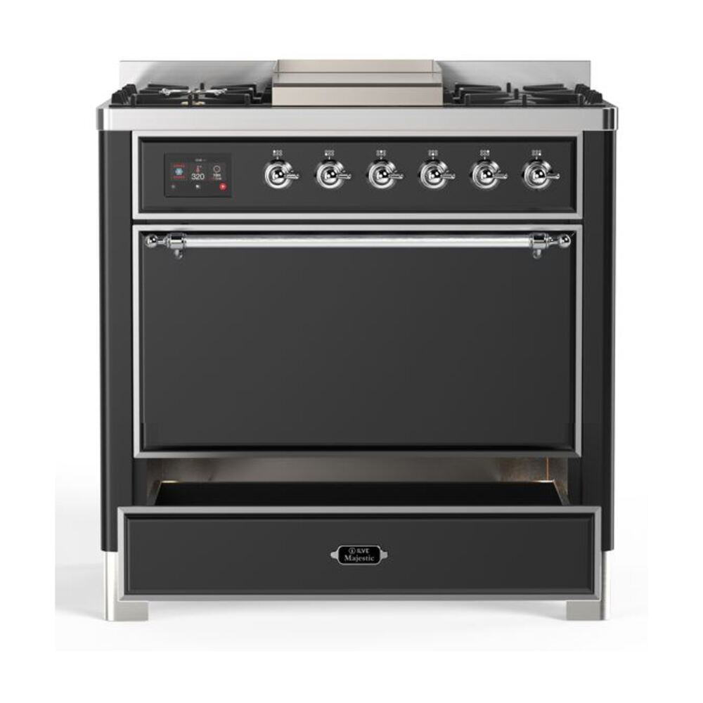 ILVE UM09F Majestic II 36 inch Dual Fuel Range with 6 Burners, Griddle