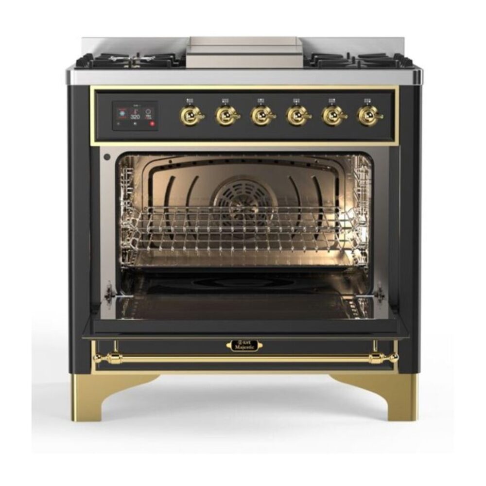 ILVE UM09F Majestic II 36 inch Dual Fuel Range with 6 Burners, Griddle