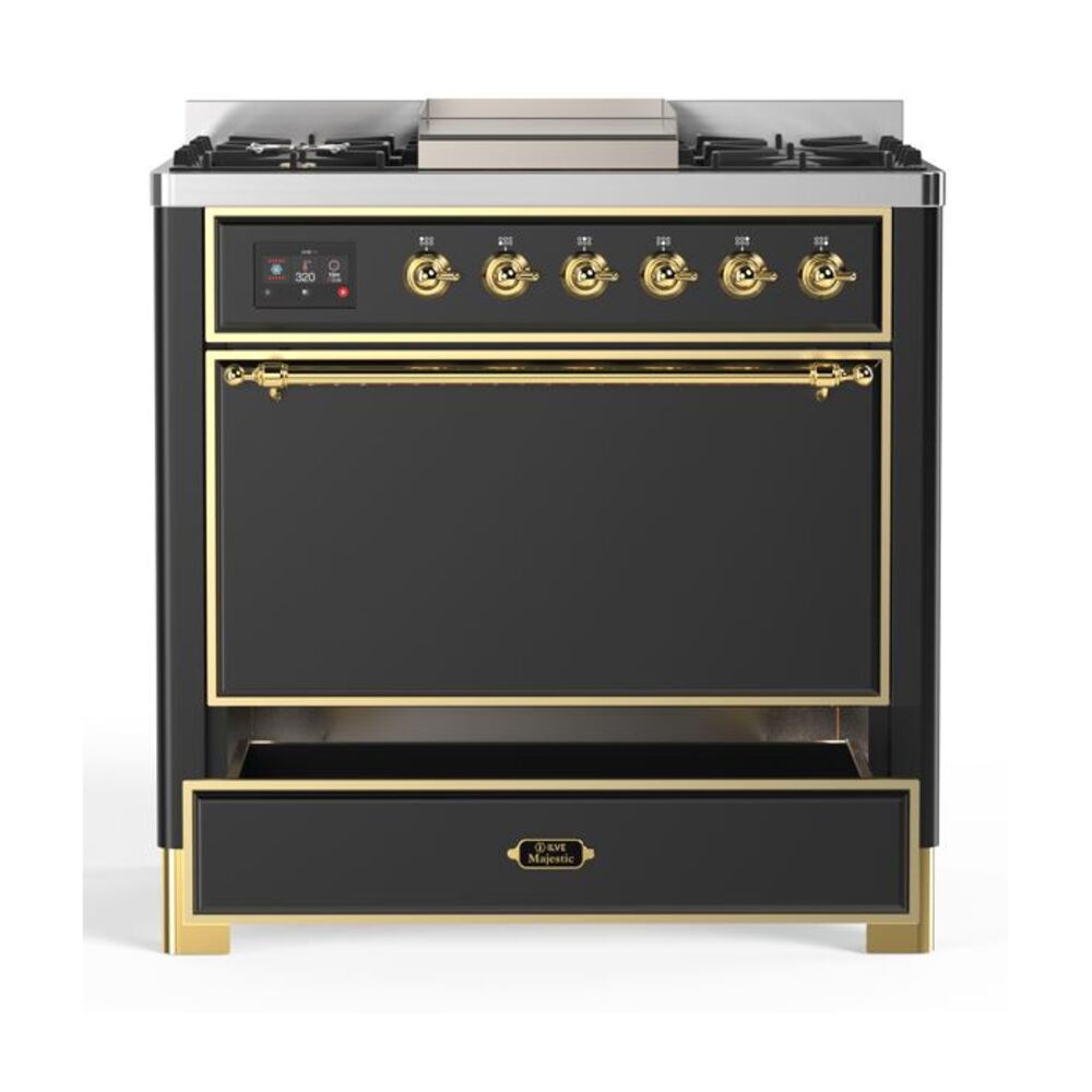 ILVE UM09F Majestic II 36 inch Dual Fuel Range with 6 Burners, Griddle