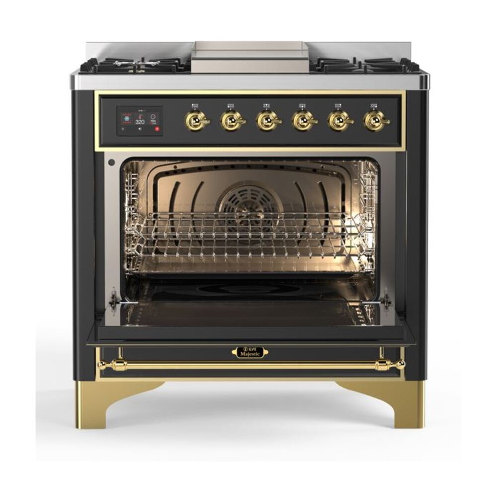 ILVE UM09F Majestic II 36 inch Dual Fuel Range with 6 Burners, Griddle