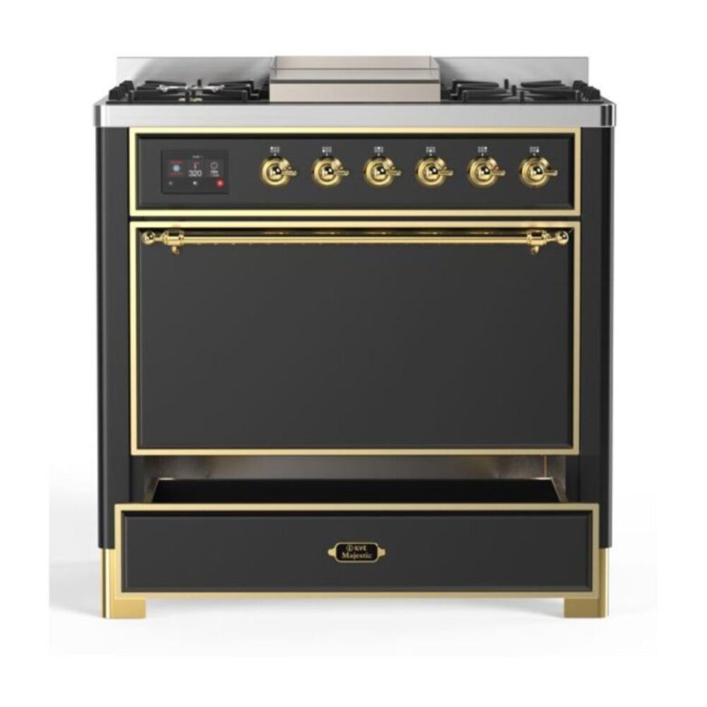 ILVE UM09F Majestic II 36 inch Dual Fuel Range with 6 Burners, Griddle