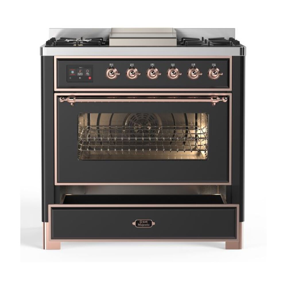 ILVE UM09F Majestic II 36 inch Dual Fuel Range with 6 Burners, Griddle