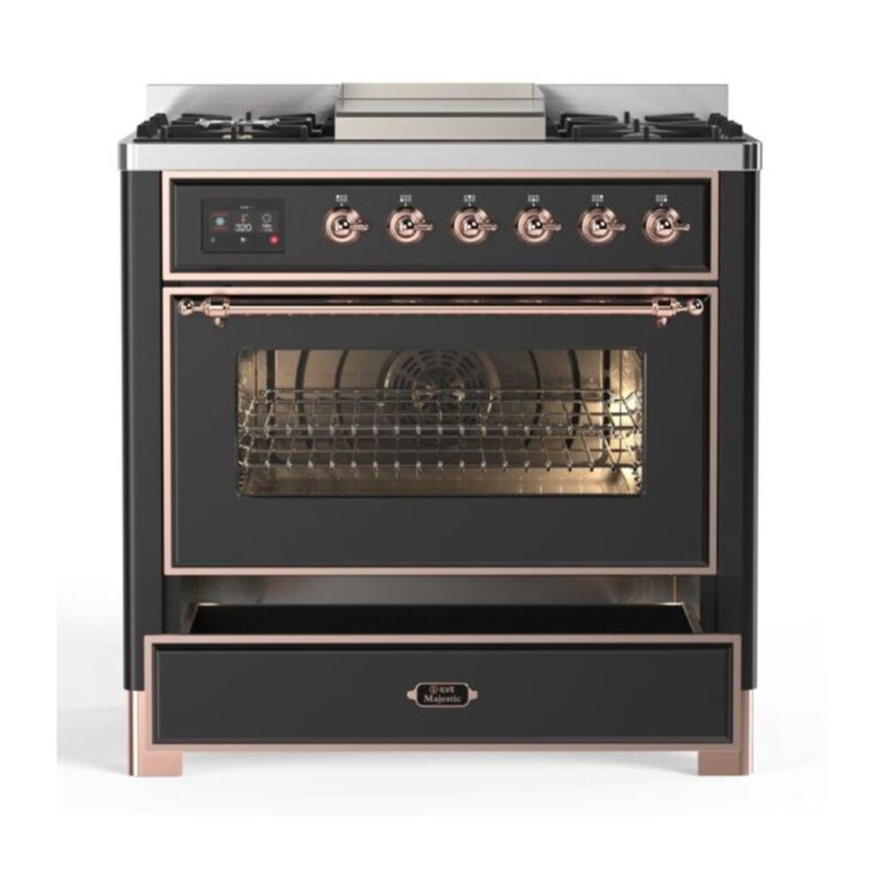 ILVE UM09F Majestic II 36 inch Dual Fuel Range with 6 Burners, Griddle