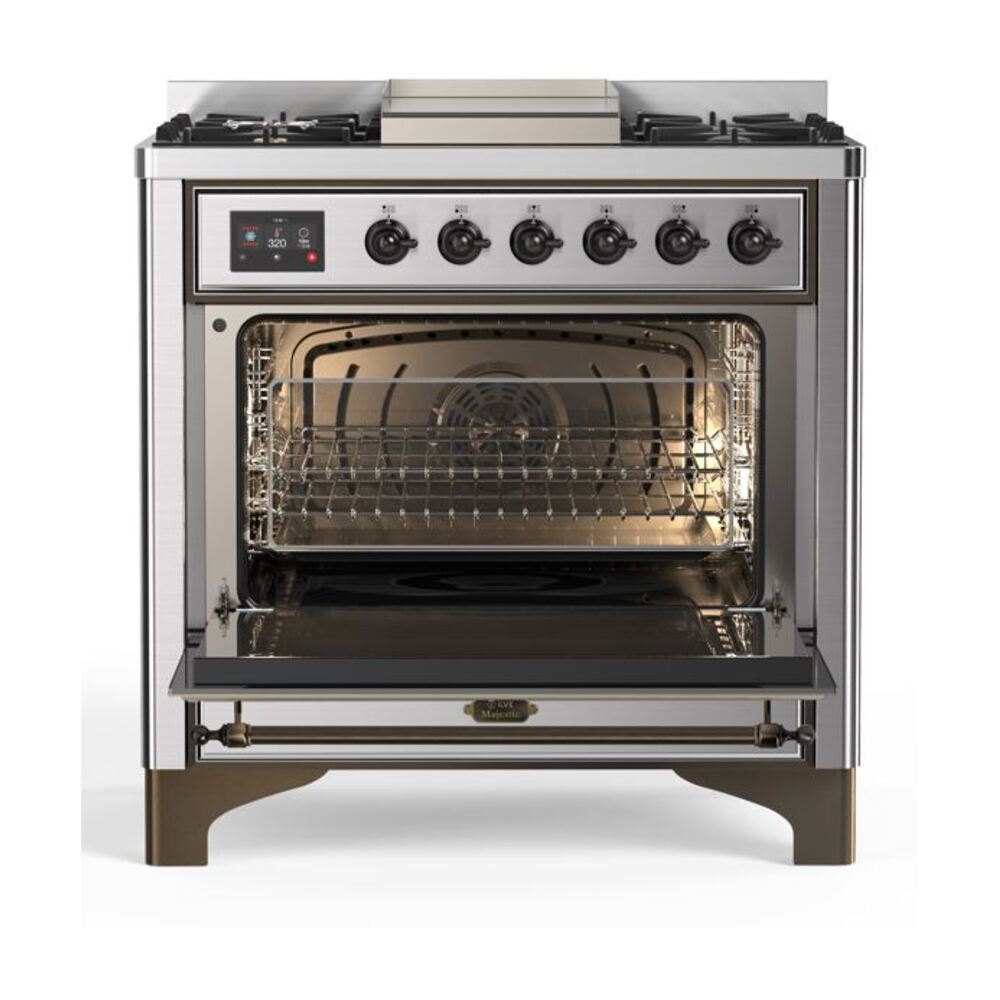 ILVE UM09F Majestic II 36 inch Dual Fuel Range with 6 Burners, Griddle