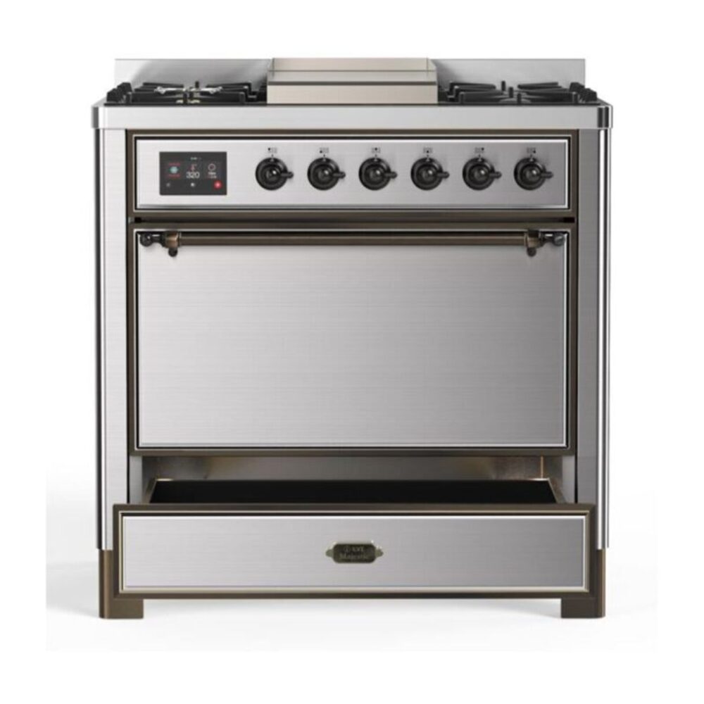 ILVE UM09F Majestic II 36 inch Dual Fuel Range with 6 Burners, Griddle