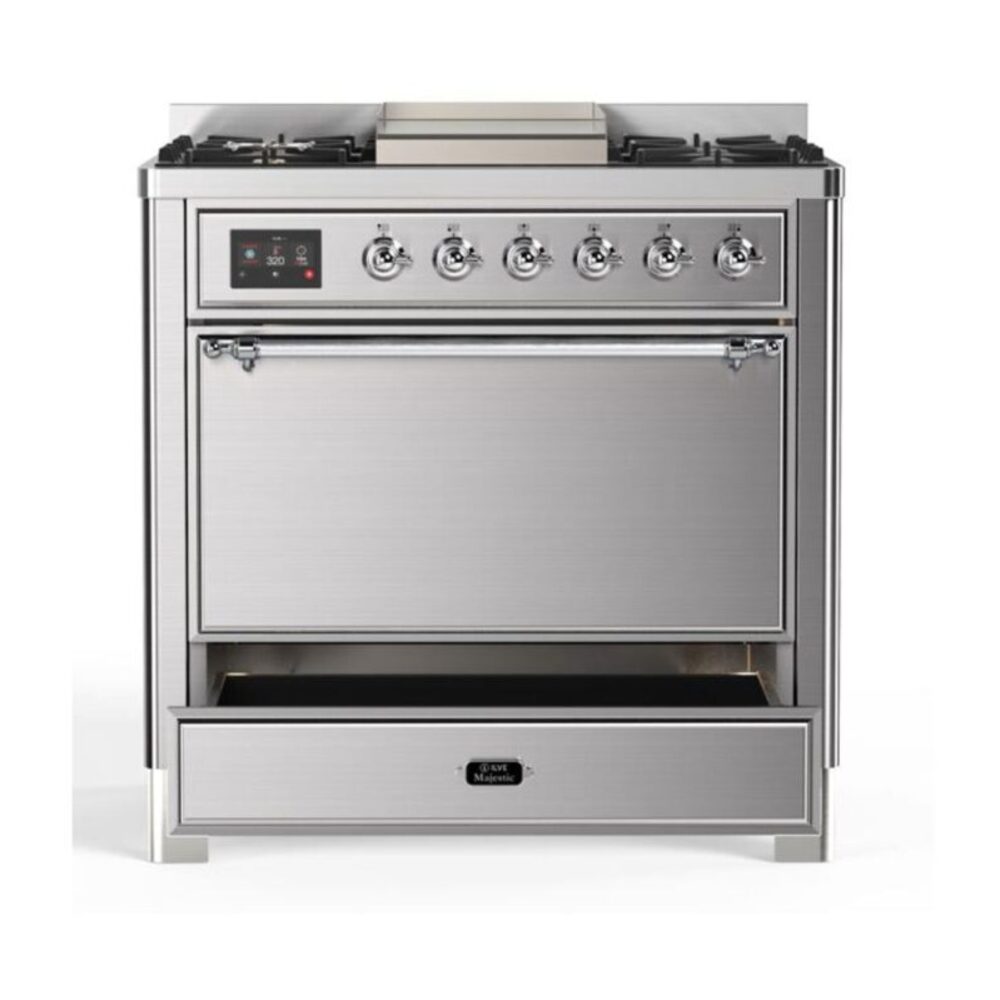 ILVE UM09F Majestic II 36 inch Dual Fuel Range with 6 Burners, Griddle